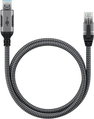 Kábel USB A 3.0 na RJ45 (Gigabit Ethernet), 1m, čierny/sivý