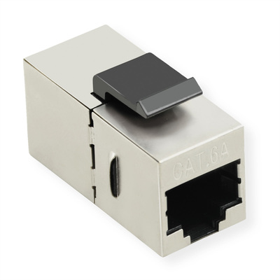 Konektor Keystone cat.6a, tienený, strieborný, SPOJKA RJ45, slim