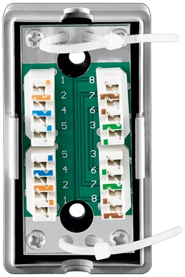 Spojka inštalačného kábla, Junction BOX STP, cat.5e, LSA-LSA, tienená, 100MHz, sivá/strieborná