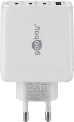 Nabíjačka USB 230V 4port, 1xUSB A, 3xUSB Typ C, 68W, Power Delivery, GaN, čierna