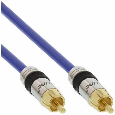 Kábel Cinch 1x audio M/M 3m, digital koax, 75 ohm, modrý, pozl. konektor, Premium