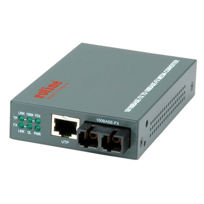 Optický konvertor RJ45 - SC, 100Mbit, Multimode OM, max. 2km, čierny