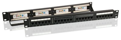 19" Patch panel 24port cat.6, netienený, 1U, čierny