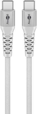 Kábel USB 2.0 Typ C CM/CM 3m, High Speed, Power Delivery 60w 20V3A, textilný oplet, biely