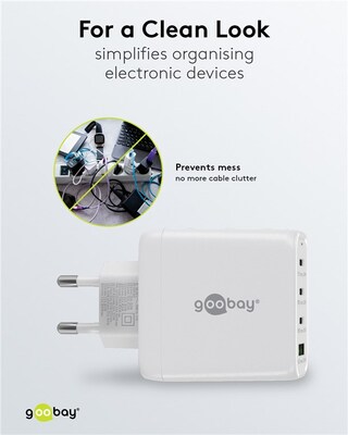Nabíjačka USB 230V 4port, 1xUSB A, 3xUSB Typ C, 68W, Power Delivery, GaN, čierna