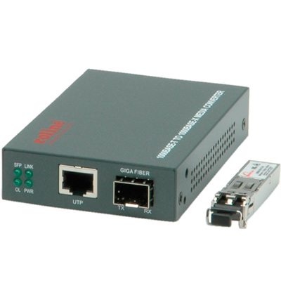 Optický konvertor RJ45 - SFP, Gigabit, GBIC LC Duplex MM OM do 500m v balení, čierny