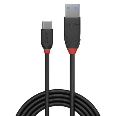 Kábel USB 3.2 Gen 2, AM/CM Typ C 1.5m, 10Gbps, max. 15w 5V3A, Black Line, čierny