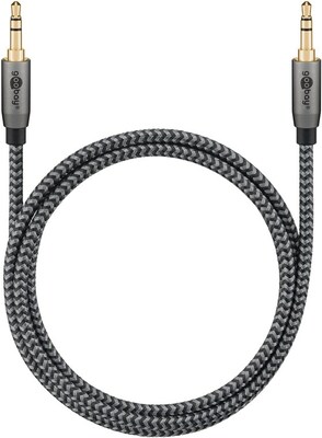 Kábel 3,5mm stereo jack M/M 0.5m čierny/sivý, pozl. konektor