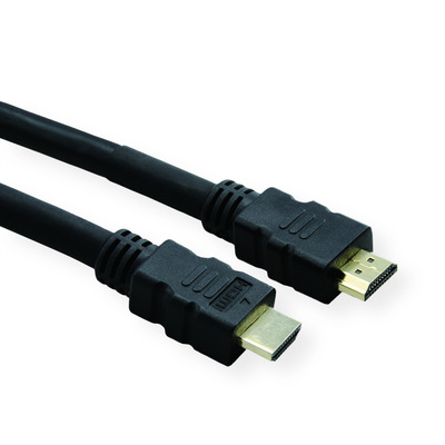 Kábel HDMI M/M 25m, High Speed+Eth, 4K@30Hz, HDMI 1.4, pozl. konektor, čierny, jednosmerný, aktívny