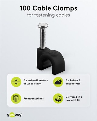 Káblová úchytka 05mm, čierna, 100ks/bal