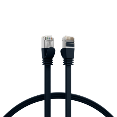 U/FTP (PiMF) Patchkábel 1m cat.6a, čierny, plochý, Cu