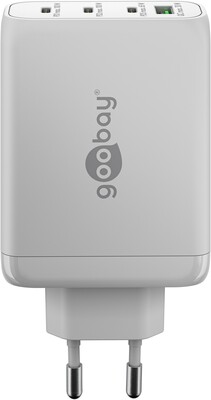 Nabíjačka USB 230V 4port, 1xUSB A, 3xUSB Typ C, 100W, Power Delivery, GaN, biela