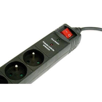 Predlžovačka 1.5m s 5 záuvkami s vypínačom, 1.5mm², prepäťová ochrana, čierna, GEMBIRD