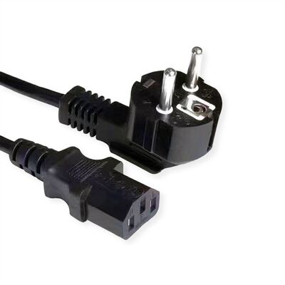 Kábel sieťový 230V, vidlica (CEE7/7) lomená - C13, 3m, 1.50mm², 10A, čierny