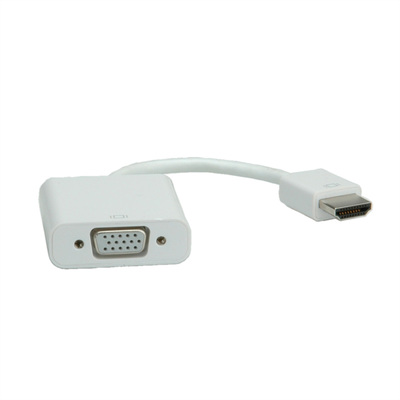 Adaptér HDMI na VGA+audio 15cm biely, napájanie micro USB