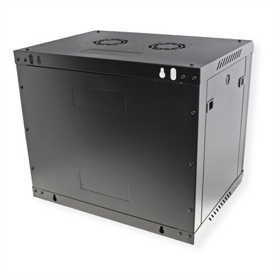 19" Rack na stenu 9U, čierny, 512x600x450mm (HxWxD), odnímateľné bočnice