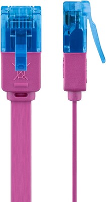 UTP Patchkábel 2m cat.6a, magenta, plochý, Cu