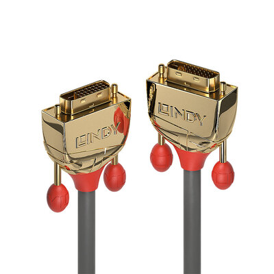 Kábel DVI-D M/M 0.5m, Dual-Link, 2560x1600@60Hz, 9.9Gbps, HQ, OFC, sivý, G pozl. Konektor, Gold Line