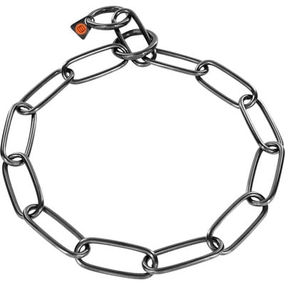 Obojok retiazkový sťahovací 4mm/54cm, extra veľké dlhé oko, nerezová oceľ, čierny, HS