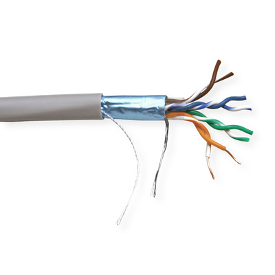 FTP drôt PVC 300m cat.5e, CPR Eca, AWG24, 100Mhz, 1000Base-T, sivý, meď