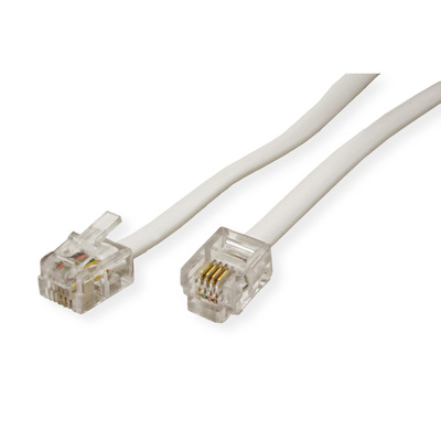 Kábel telefónny RJ12/RJ12, 6m, M/M, biely (6/4)