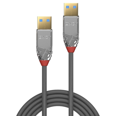 Kábel USB 3.2 Gen 1, A-A M/M 3m, 5Gbps, sivý, Cromo Line, pozl. kon.