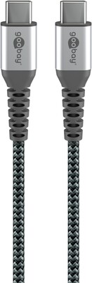 Kábel USB 2.0 Typ C CM/CM 1m, High Speed, Power Delivery 60w 20V3A, čierny/sivý