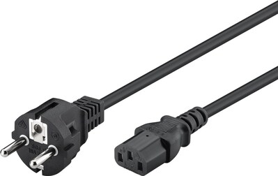 Kábel sieťový 230V, vidlica (CEE7/7) priama - C13, 2m, 0.75mm², 10A, čierny