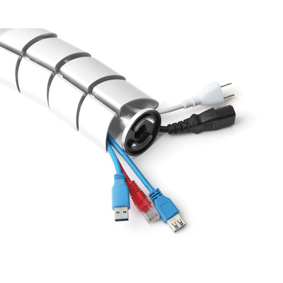 Káblový organizér Flex "chrbtica", 2 komorový, 80cm, montáž k stolu, biely