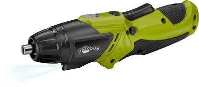Aku skrutkovač s kĺbom, 3.6 V, 1300 mAh, LED, s bitmi a vrtákmi, zeleno/čierny