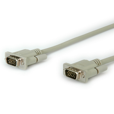 Kábel VGA M/M 1.8m, prepojovací, tienený, sivý