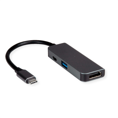 Dokovacia Stanica USB Typ C, HDMI, 1xUSB-A, 1xUSB-C, PowerDelivery, 4K@60Hz, 0.1m, čierna