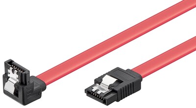 Kábel SATA II M/M 0.50m, zahnutý dole, clip, 3 Gbit/s, červený
