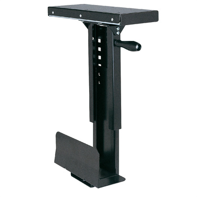 Držiak PC pod dosku stola, max 10kg pre PC široké 70-134mm, výška 390-540mm, otočný, čierny
