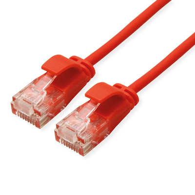 UTP Patchkábel LSOH TPE 0.5m cat.6a, červený, slim, Cu, Flex Cable, Roline Green, Eco obal
