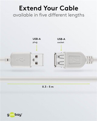 Kábel USB 2.0 A-A M/F 3m, High Speed, predlžovací, sivý