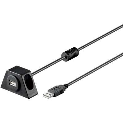 Kábel USB 2.0 A-A M/F 0.6m, High Speed, čierny, predlžovací, KLIP2