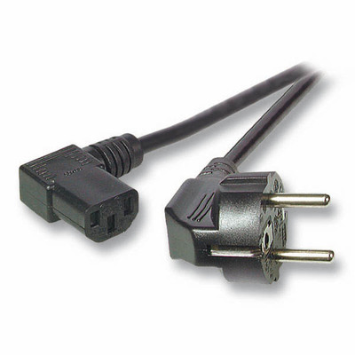 Kábel sieťový 230V, vidlica (CEE7/7) lomená - C13 zahnutý (doprava), 3m, 1.00mm², 10A, čierny