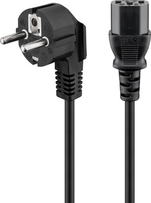 Kábel sieťový 230V, vidlica (CEE7/7) lomená - C13, 2m, 0.75mm², 10A, čierny