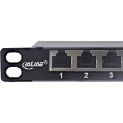 10" Patch panel 12port cat.6a, tienený s uzemnením, celokovový, protiprachové záslepky, 0.5U, čierny