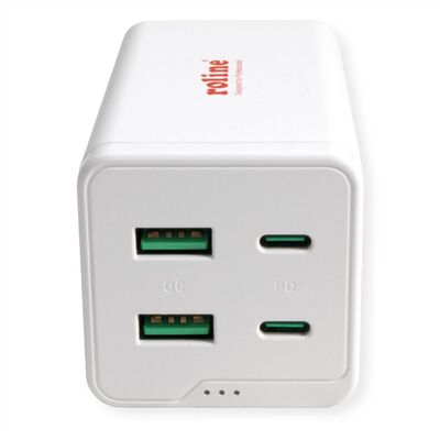 Nabíjačka USB 230V 4port, 2xUSB A, 2xUSB Typ C, 120W, Power Delivery, QC 3.0, kábel (C7) 1.2m, biela