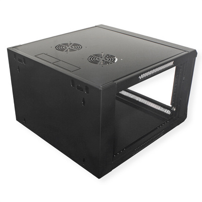 19" Rack na stenu 6U, čierny, 368x600x600mm (HxWxD), odnímateľné bočnice