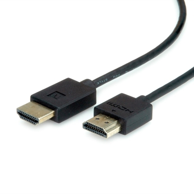 Kábel HDMI M/M 2m, Ultra High Speed+Eth, 4K@60Hz, HDMI 2.0, G, čierny, jednosmerný, Aktívny, Slim