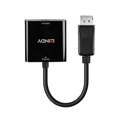 Adaptér DisplayPort/HDMI M/F, 4K@60Hz (DP 1.2a, HDMI 2.0), 18G, aktívny, 15cm, čierny