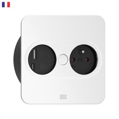 TWIST2 SQUARE 1xUTE 230V, nabíjačka (USB A + USB C), 2m kábel 1.5mm², vidlica CEE7/7, biela