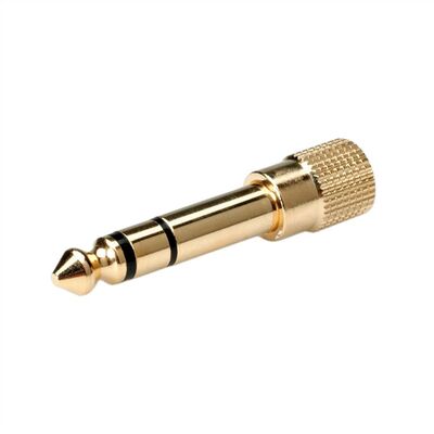 Adaptér 3.5mm stereo/6.35mm stereo F/M, Gold
