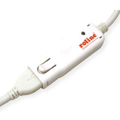 Kábel USB 2.0 A-A M/F 12m, High Speed, predlžovací, biely, aktívny