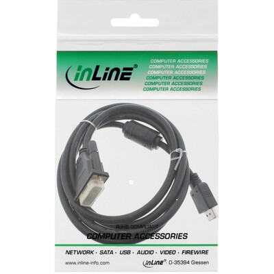 Kábel DVI-D/HDMI M/M 1.8m, Single-Link, 1920x1080@60Hz, ferrit, čierny