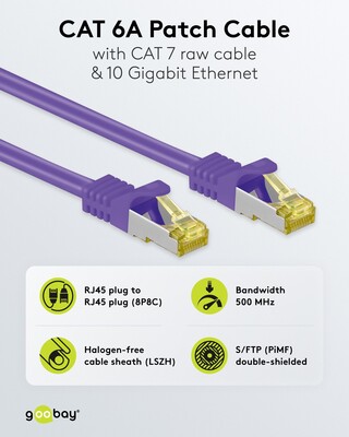 S/FTP (PiMF) Patchkábel LSOH 1m cat.7, fialový, Cu