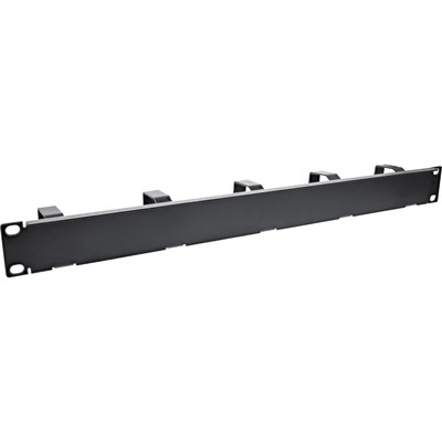 19" Panel vyväzovací, organizér, 5x oko (Typ J) 60mm, 1U, oceľ, čierny